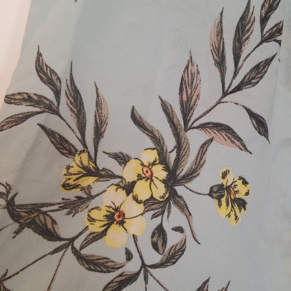 OLM Mint Green Romantic Floral Print Career Wear Cap Sleeve Blouse NWT - Picture 2 of 4